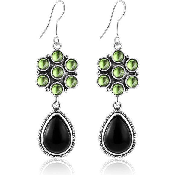 Osidian Flower Opal Tear Statement Vintage Long Summer Earring for Women Jewelry - Picture 1 of 9